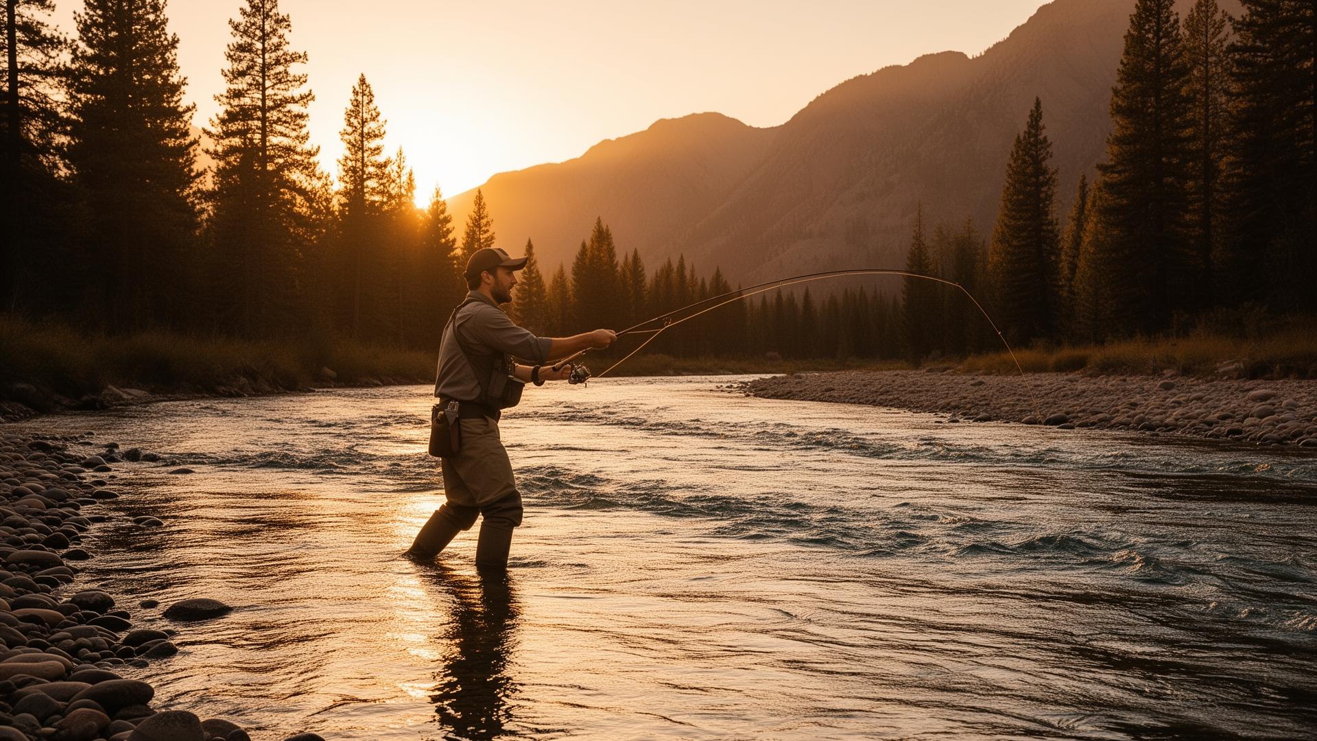 Fly fishing a Utah mountain river at sunset near Beehive Health direct primary care clinic